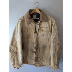 Vtg Mens Carhartt jacket,thrashed,Distressed XL,C03 Quilt Lined Duck Canvas Coat